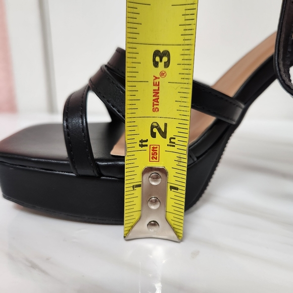 Black Platform Strappy Stiletto Heels - Picture 7 of 8